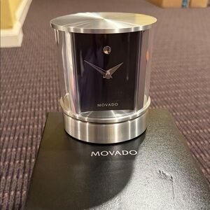 Movado Silver and Black Cylindrical Clock